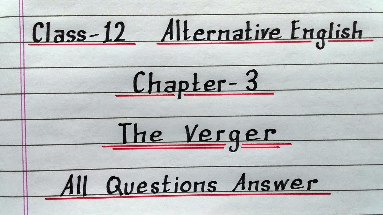 The Verger | Class 12 Alternative English | Chapter 3 | Question Answer | AHSEC 