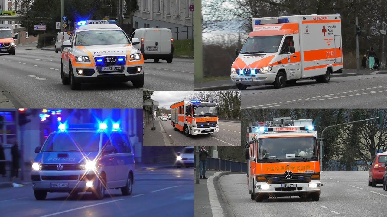 [KARNEVAL 2017] Einsatzfahrten Feuerwehr, Rettungsdienst und Polizei in Hagen