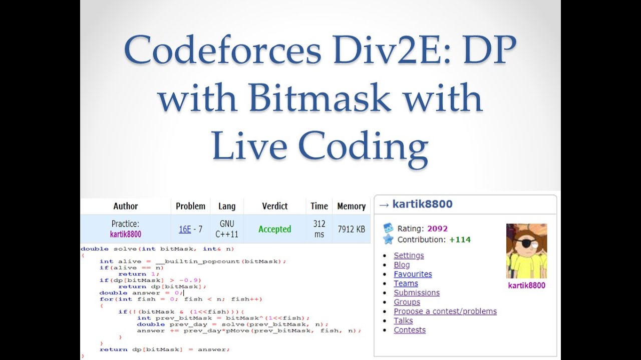Codeforces Div2E: DP with Bitmasking