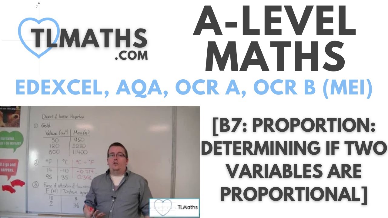 A-Level Maths: B7-27 [Proportion: Determining if Two Variables are Proportional]