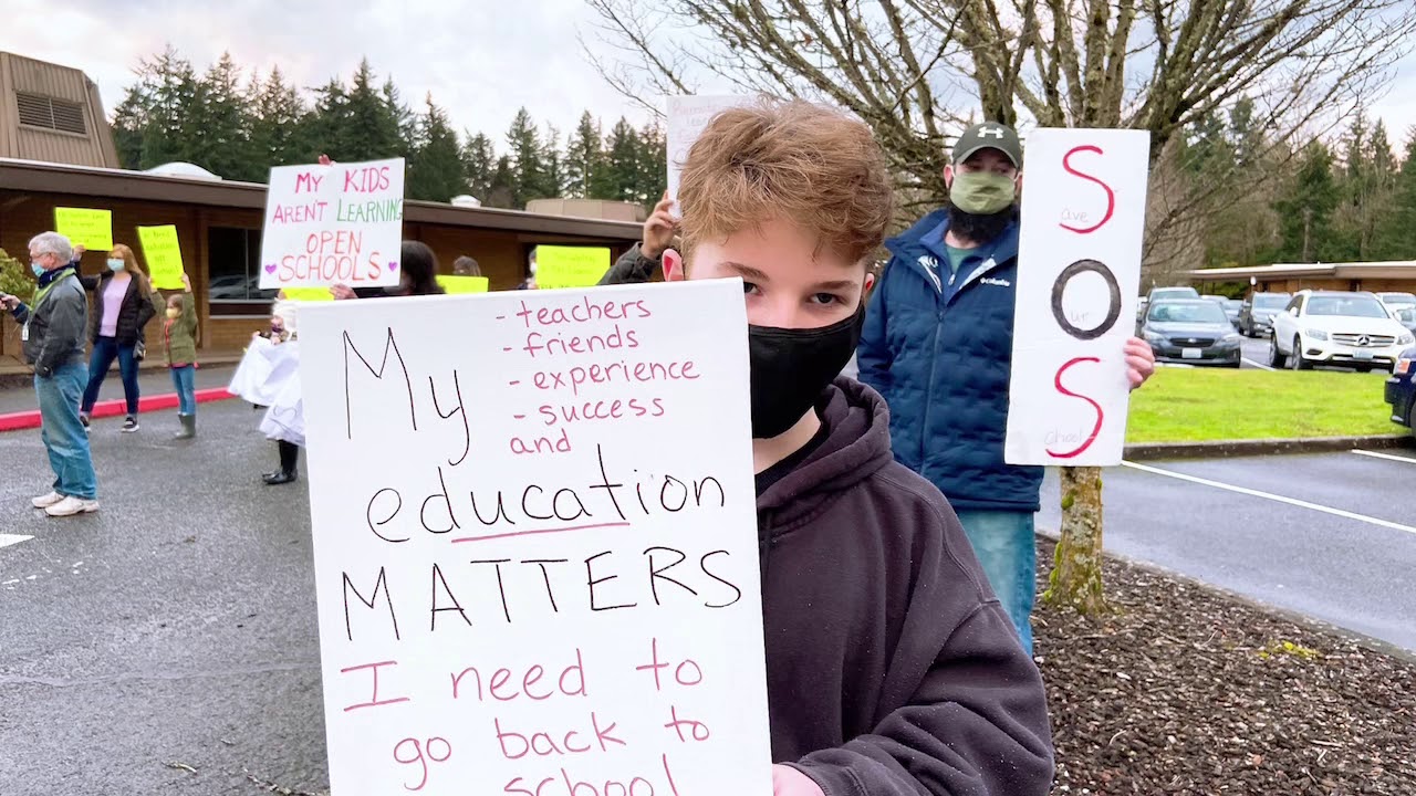 Open Camas Schools Group Holds Rally, March Through Downtown