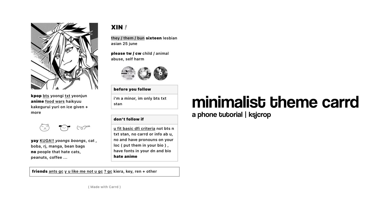 minimalist theme carrd | phone tutorial ★