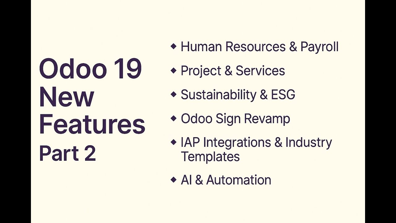 Odoo 19 Features – Part 2 | AI, Payroll, Projects, ESG & More!