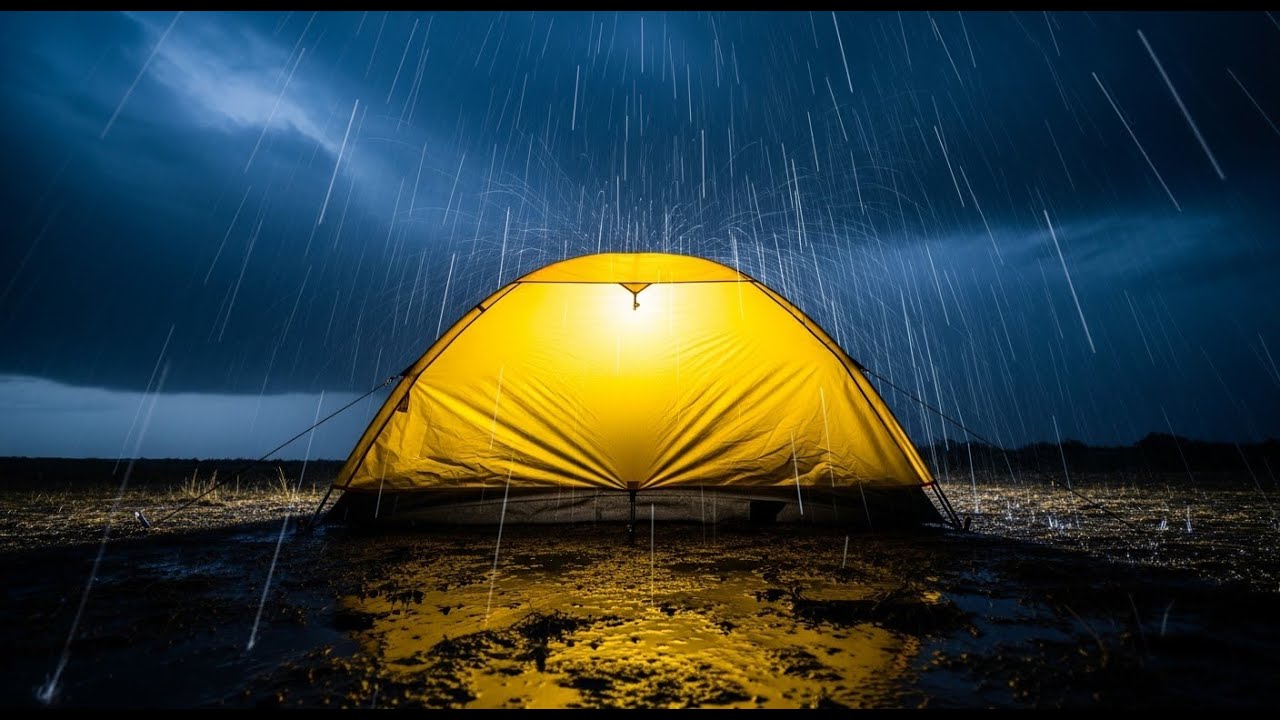RAIN ON TENT Sounds For Sleeping #rain #asmr #rainontent #waterfall #nature #darkrainynight #peace