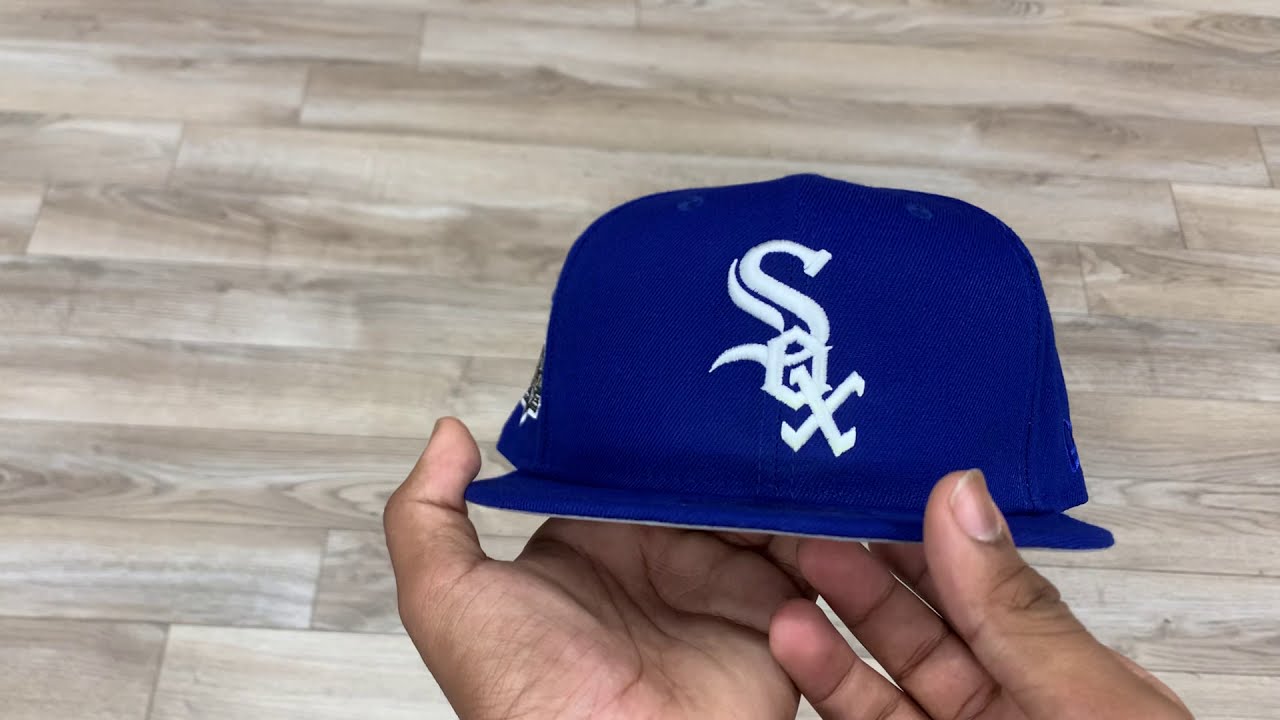 Chicago White Sox 1991 Comiskey Park New Era Fitted 59Fifty Hat Royal Blue Gray Under Brim