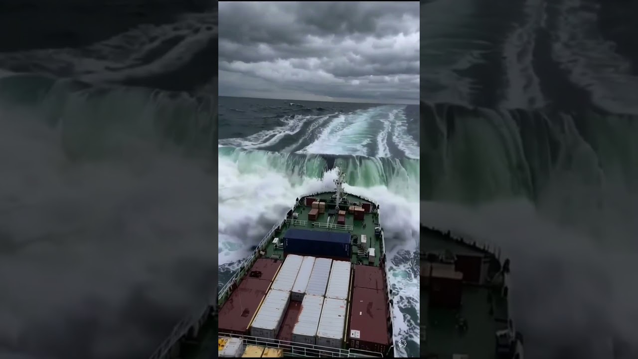 Huge Wave in the Atlantic Ocean Damaged Ship  #waves