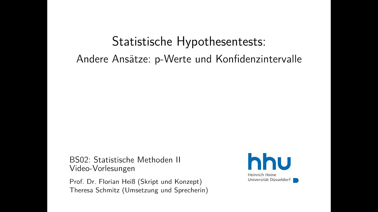 Statistik 2: 10.5. Andere Ansätze p Werte und Konfindenzintervalle
