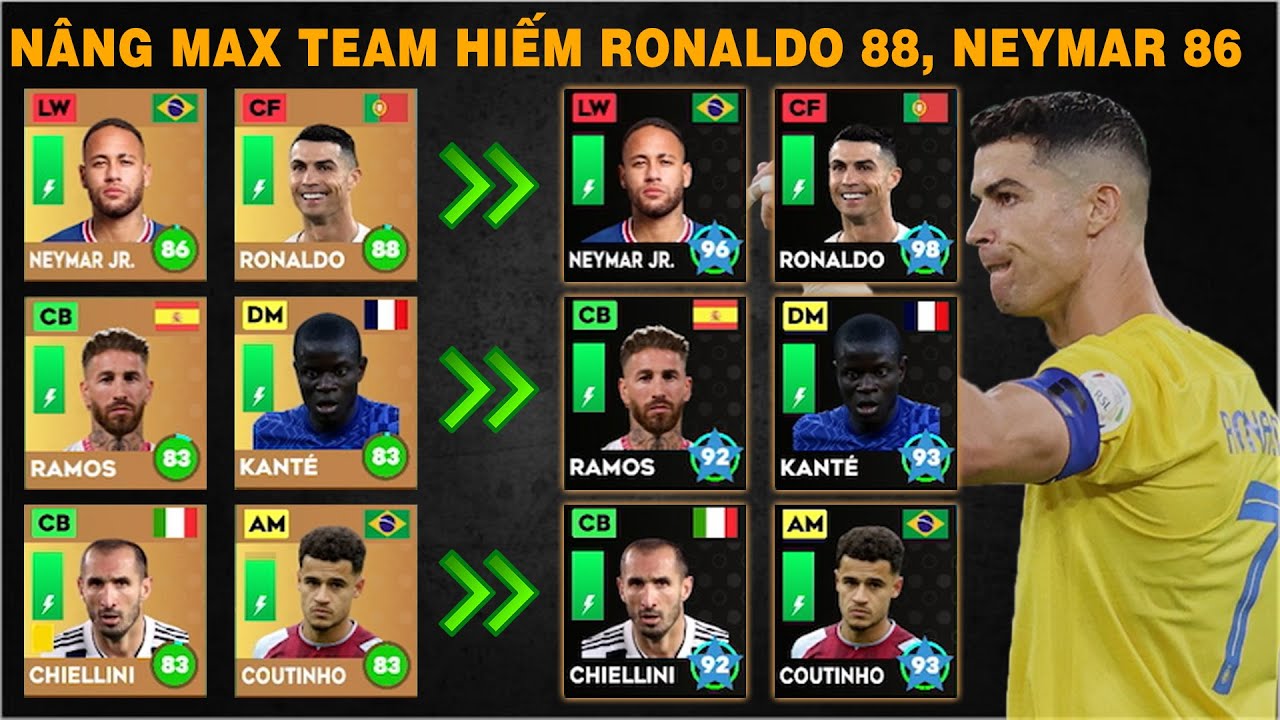 DLS 24 | Nâng max team hiếm Ronaldo 88, Neymar 86, Coutinho 83, Ramos 82 chỉ số đẹp