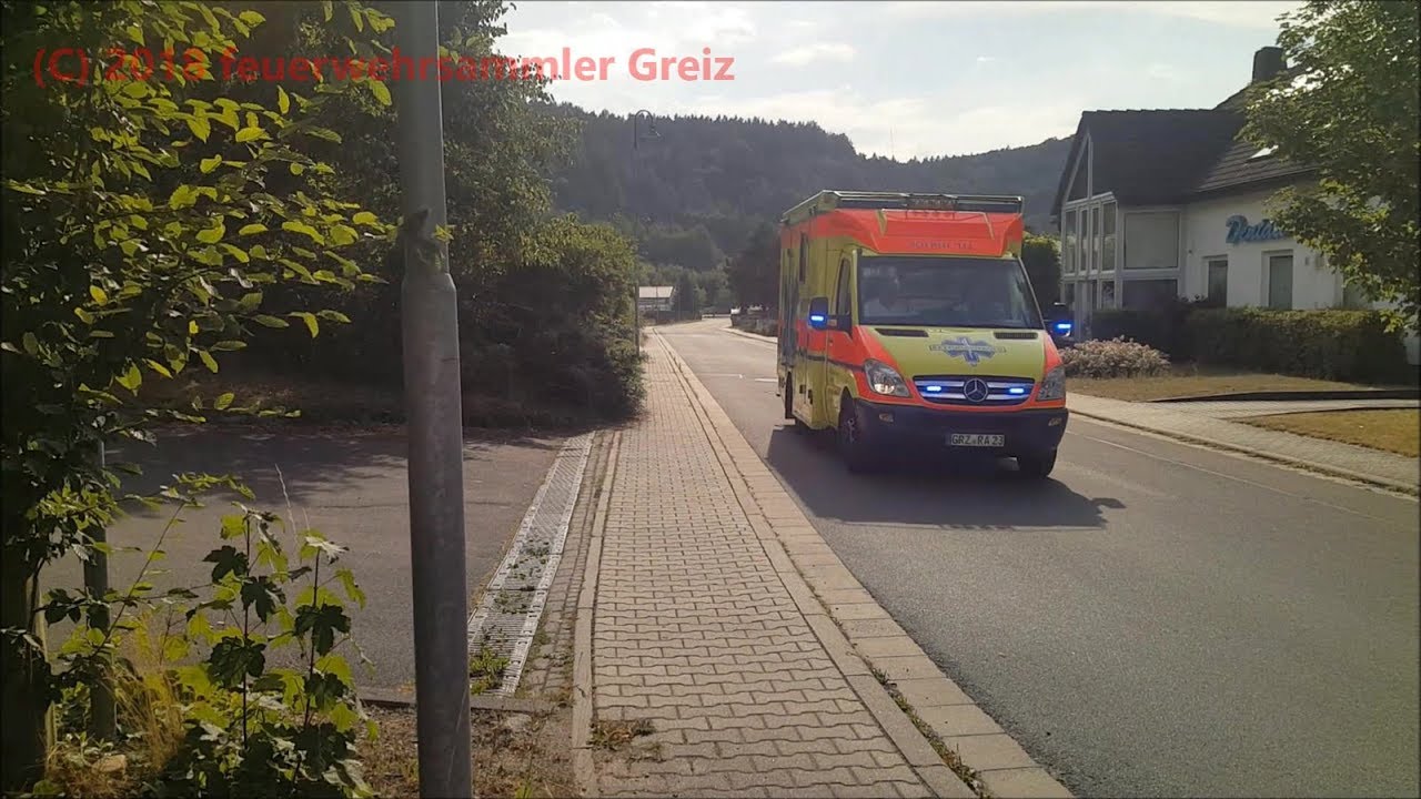 [ERSTMALIG GEFILMT] RTW 3 Rettungsambulanz Greiz vom Au&szlig;enstandort Berga [20.07.2018]