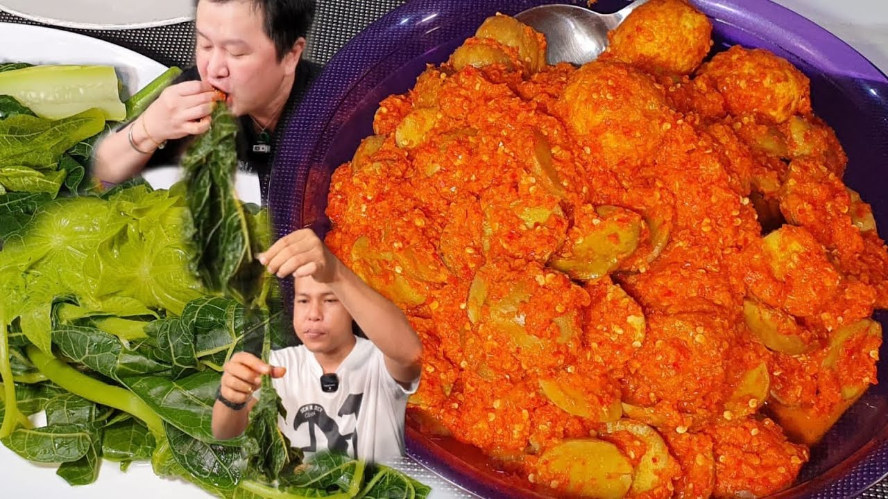 JENGKOL BALADO DENGAN 300 RAWIT AMA DAUN PEPAYA REBUS !!