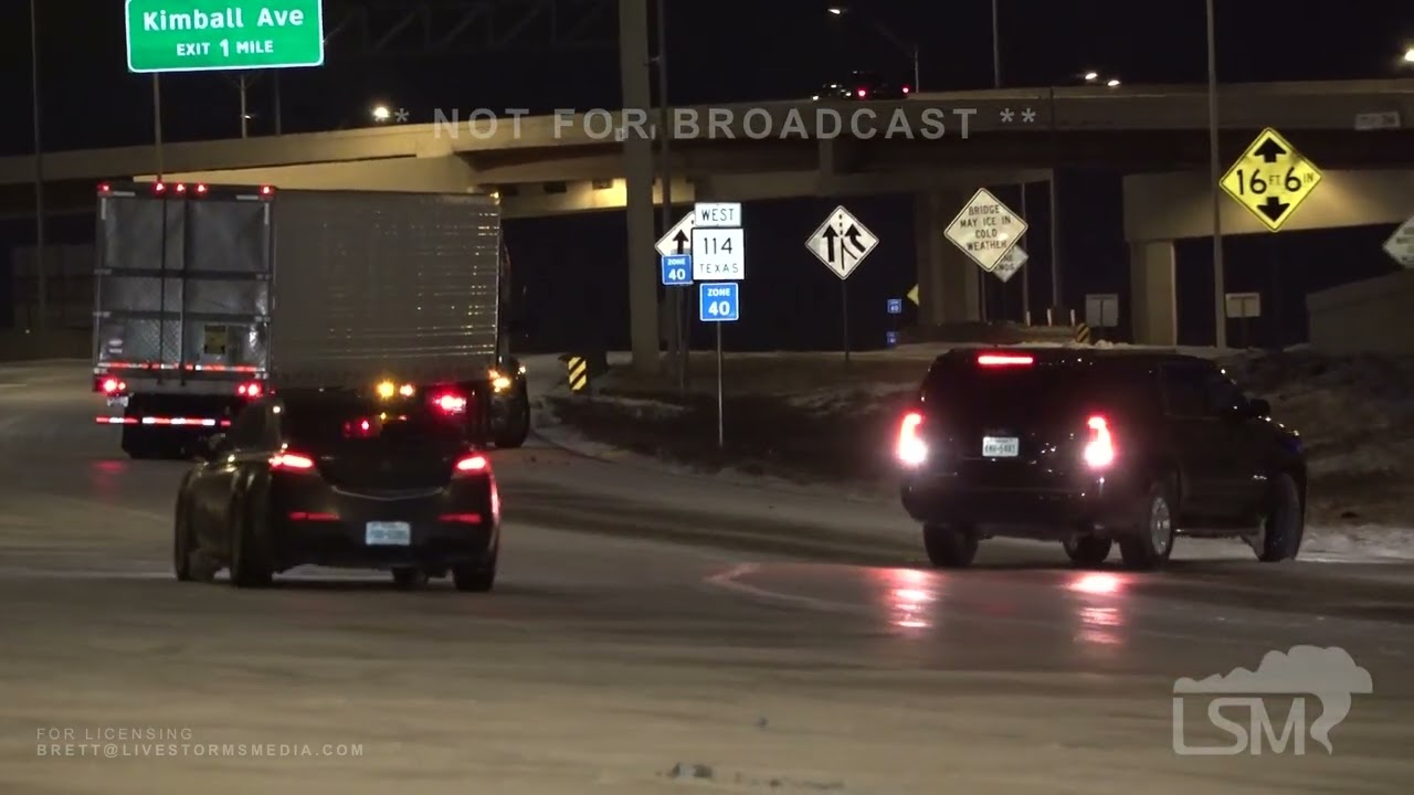 02-04-2022 Grapevine,TX - Overnight Glazed Roads  Dangerous Travel and Stuck Trucks