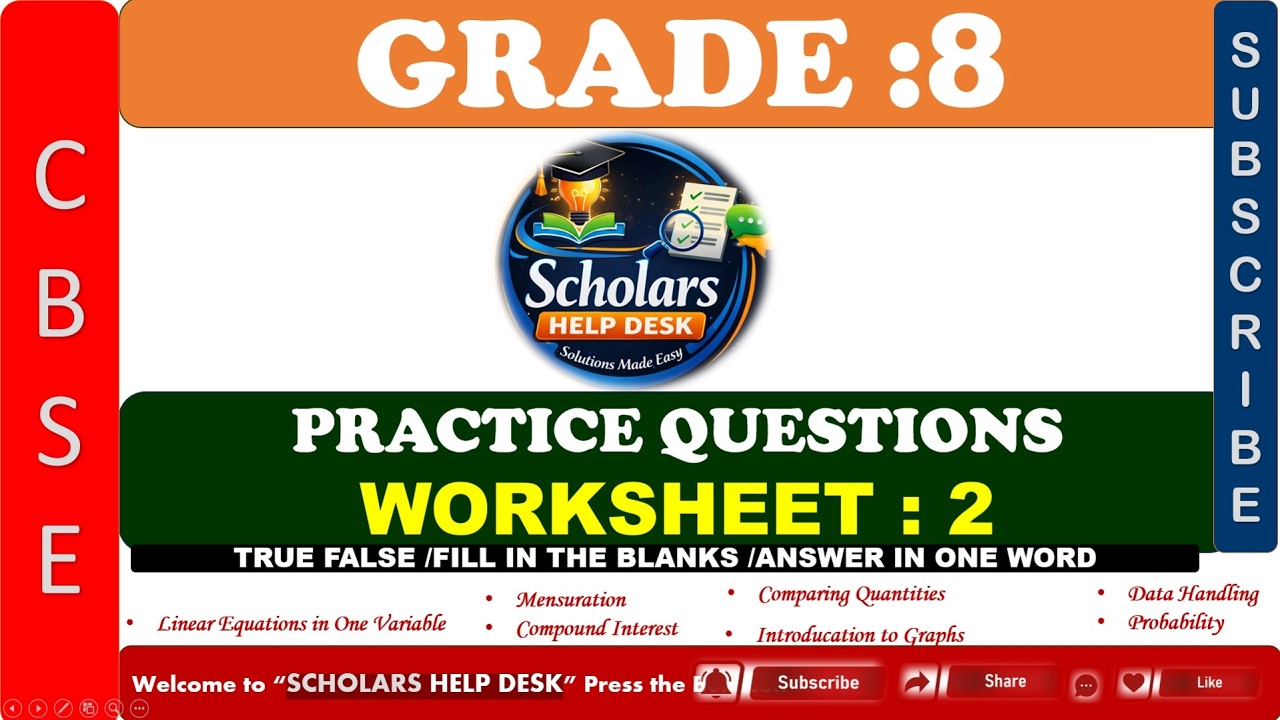 GRADE 8  WorkSheet 2 Part 1