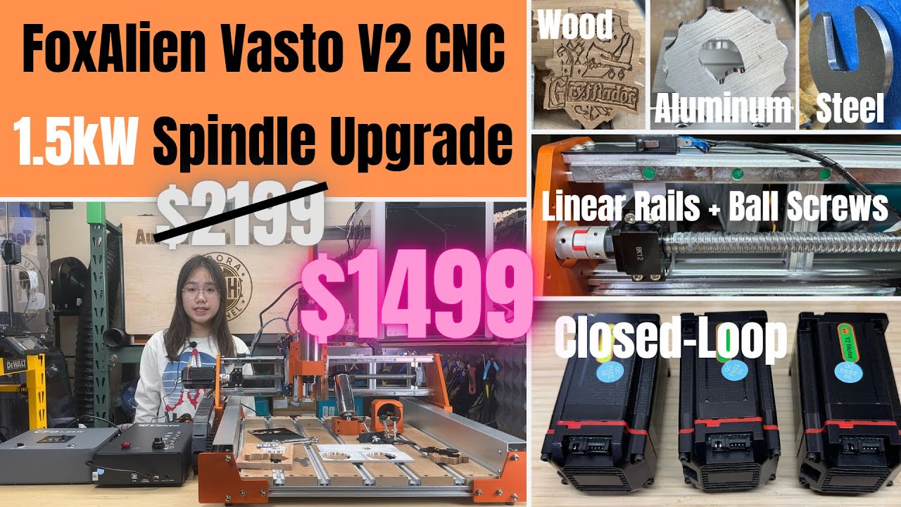 FoxAlien Vasto V2 CNC Review: Closed-Loop Motors, Ball Screws, Linear Rails & 1.5 kW Spindle Upgrade