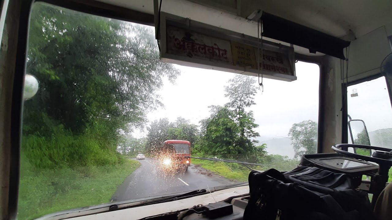 MSRTC BUS CABIN RIDE IN KONKAN DURING MONSOON