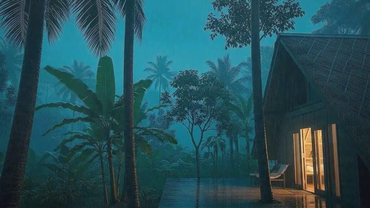 Quick Sleep with Calm Rain and Soft Storm at Forest Cabin Terrace 🌧️