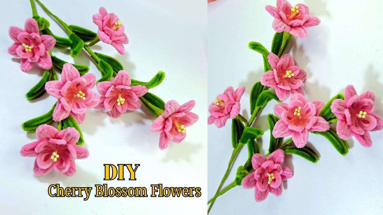 DIY Pipe Cleaner Cherry Blossom Flowers | Soft Pink Branch Tutorial 🌸