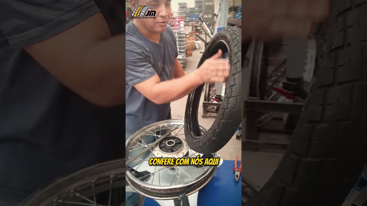 Montadora de Pneus de Moto JM - Roda Titan Aro 18 Tras. - MDE 300 - Máquina para Borracharia