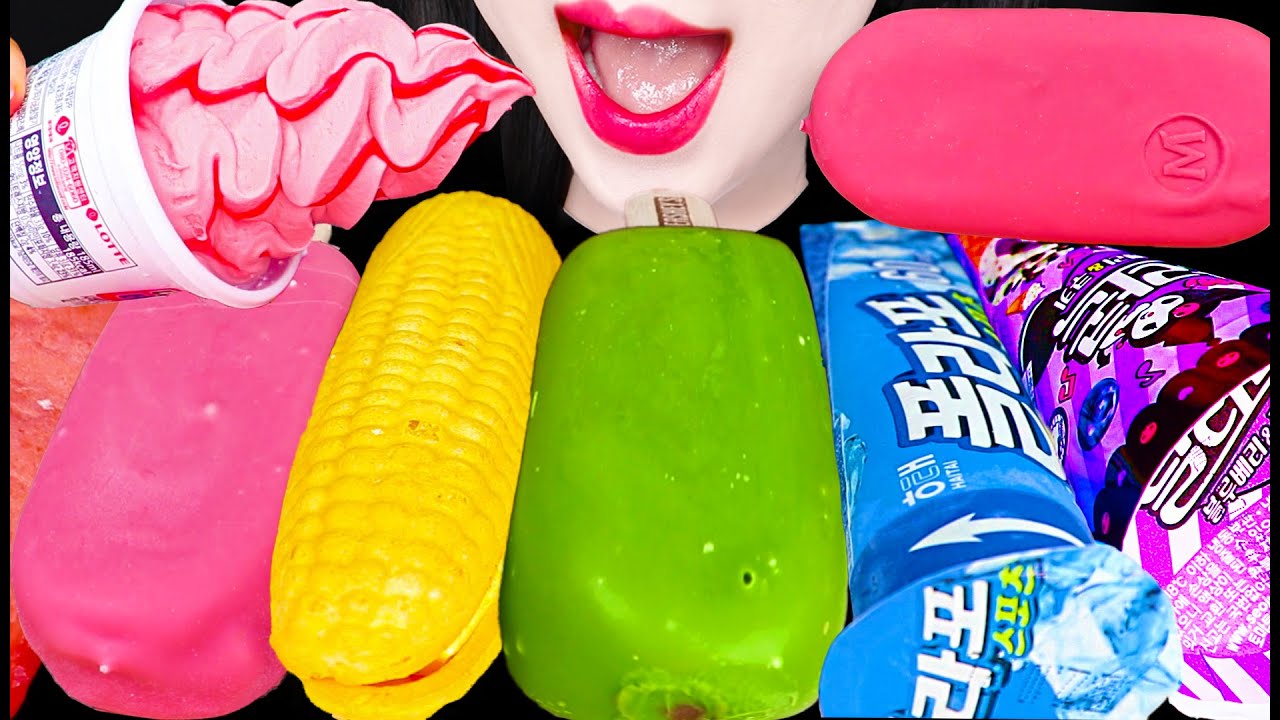 ASMR ICE CREAM RAINBOW PARFAIT 얼음 아이스크림 MUKBANG 먹방