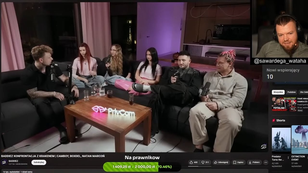 WARDĘGA OGLĄDA BADDIEZ - KONFRONTACJA Z KRAKENEM - CAMBOY, BOXDEL, NATAN MARCOŃ (LIVE 6.11.2025)