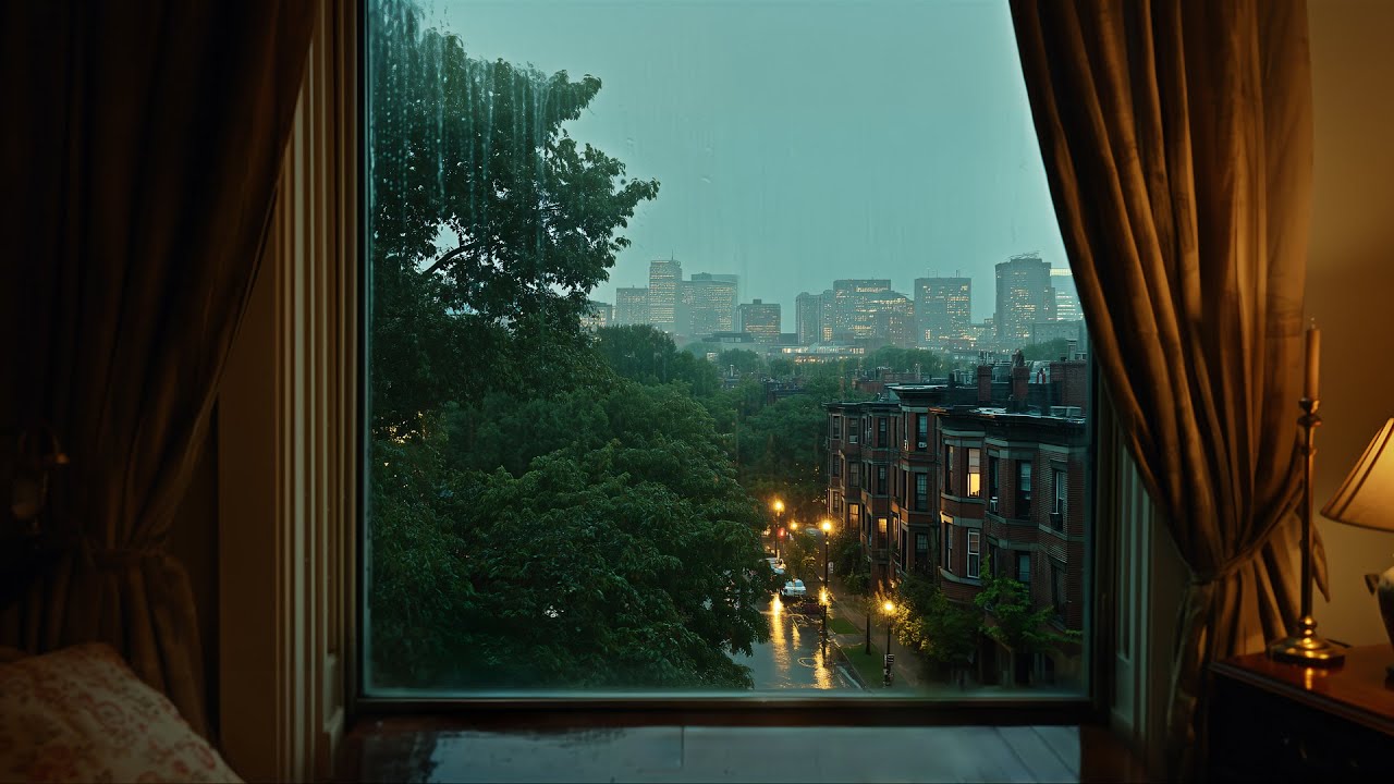 Relaxing Summer Evening Rain In Boston🌧️Calm Rain Ambience For Reading, Sleeping, Etc.