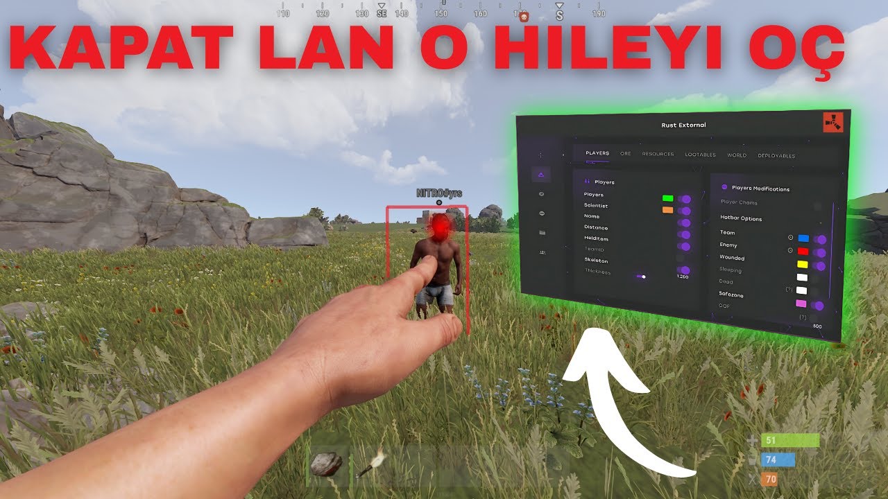 RUST HİLE İLE OFFİCAL SUNUCUDA OYNADIM OLANLAR OLDU|HİLE TROLL