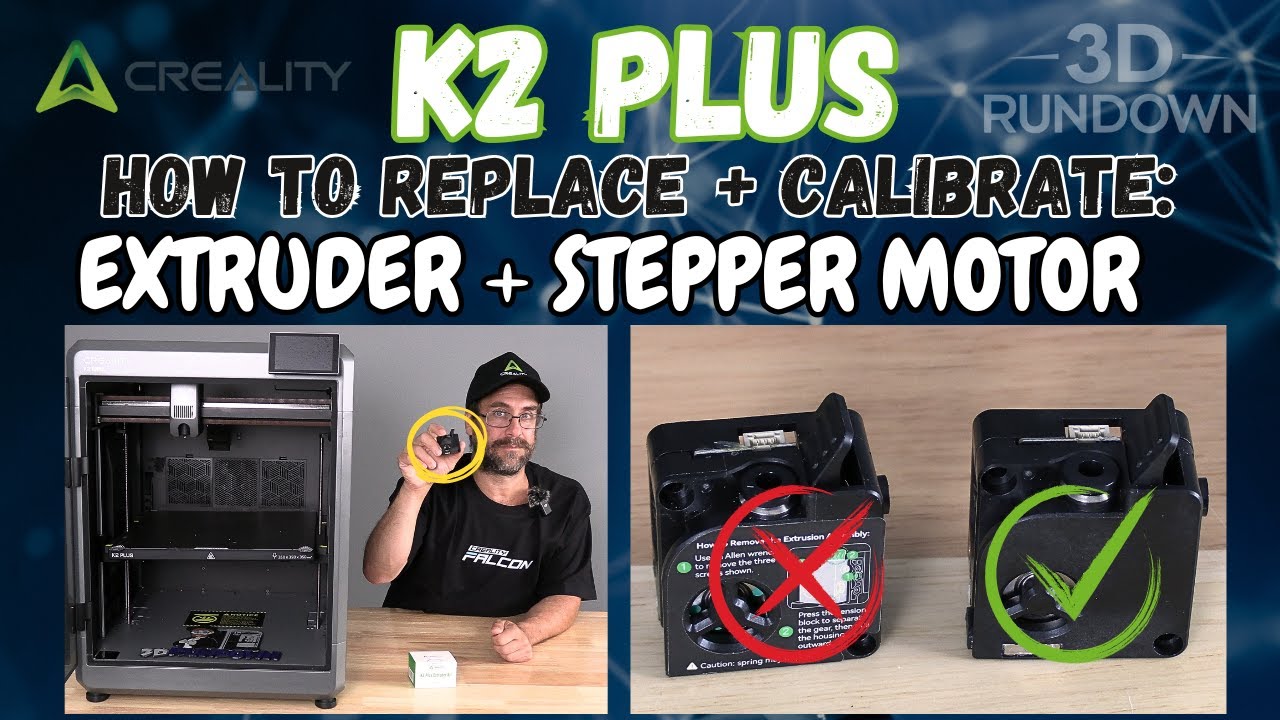 Creality K2 Plus: Replace Extruder + Stepper Motor. Calibrate. Test. *NEW version*