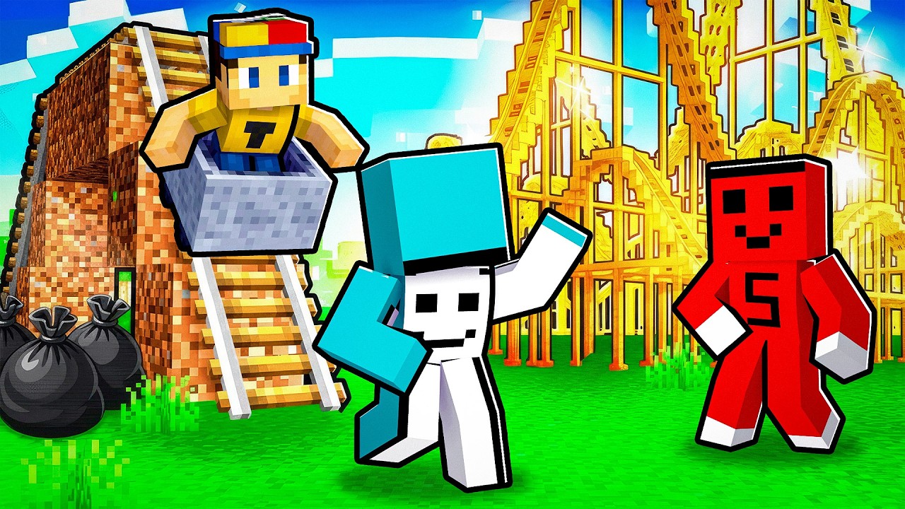ZENGİN vs FAKİR ROLLER COASTER YAPI KAPIŞMASI !! - Minecraft