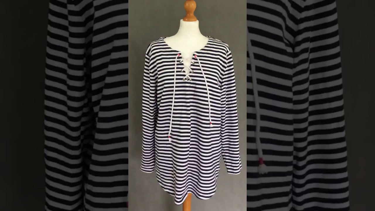&pound;15.99 JOULES Navy Striped LACEY JUMPER Size Large