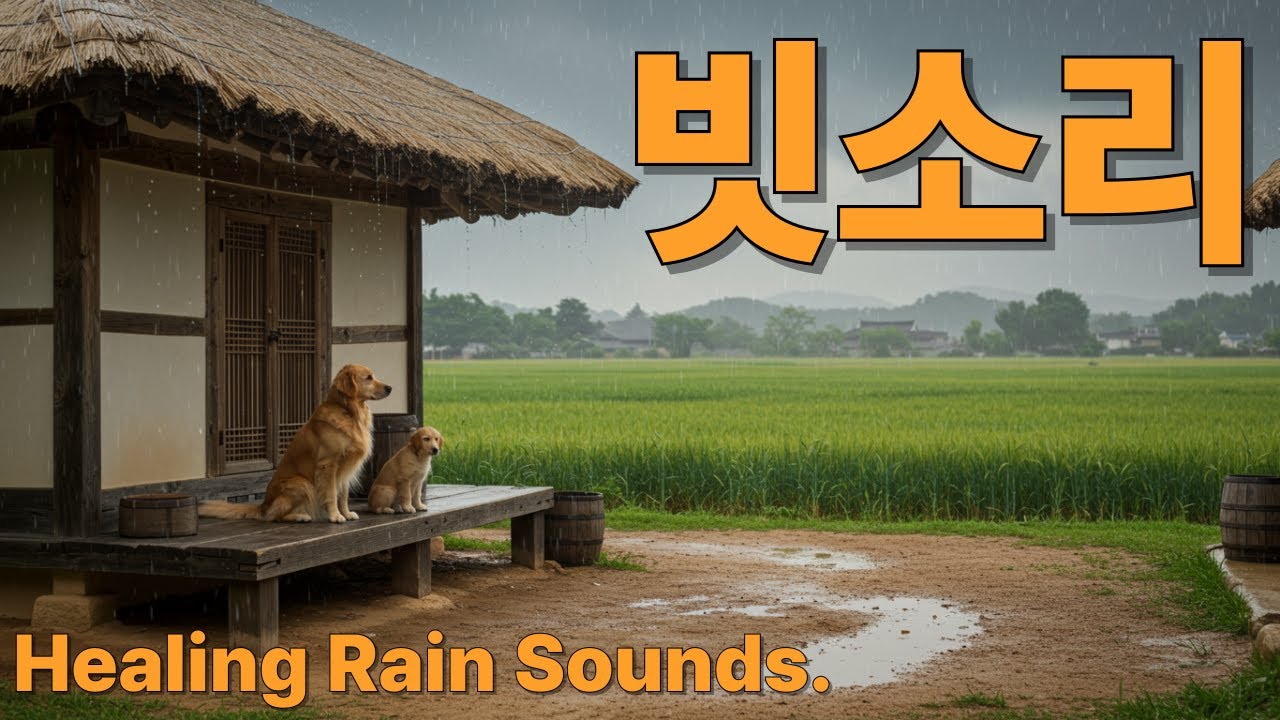 한국 전통 시골 풍경의 빗소리. 마음이 편안해 집니다.