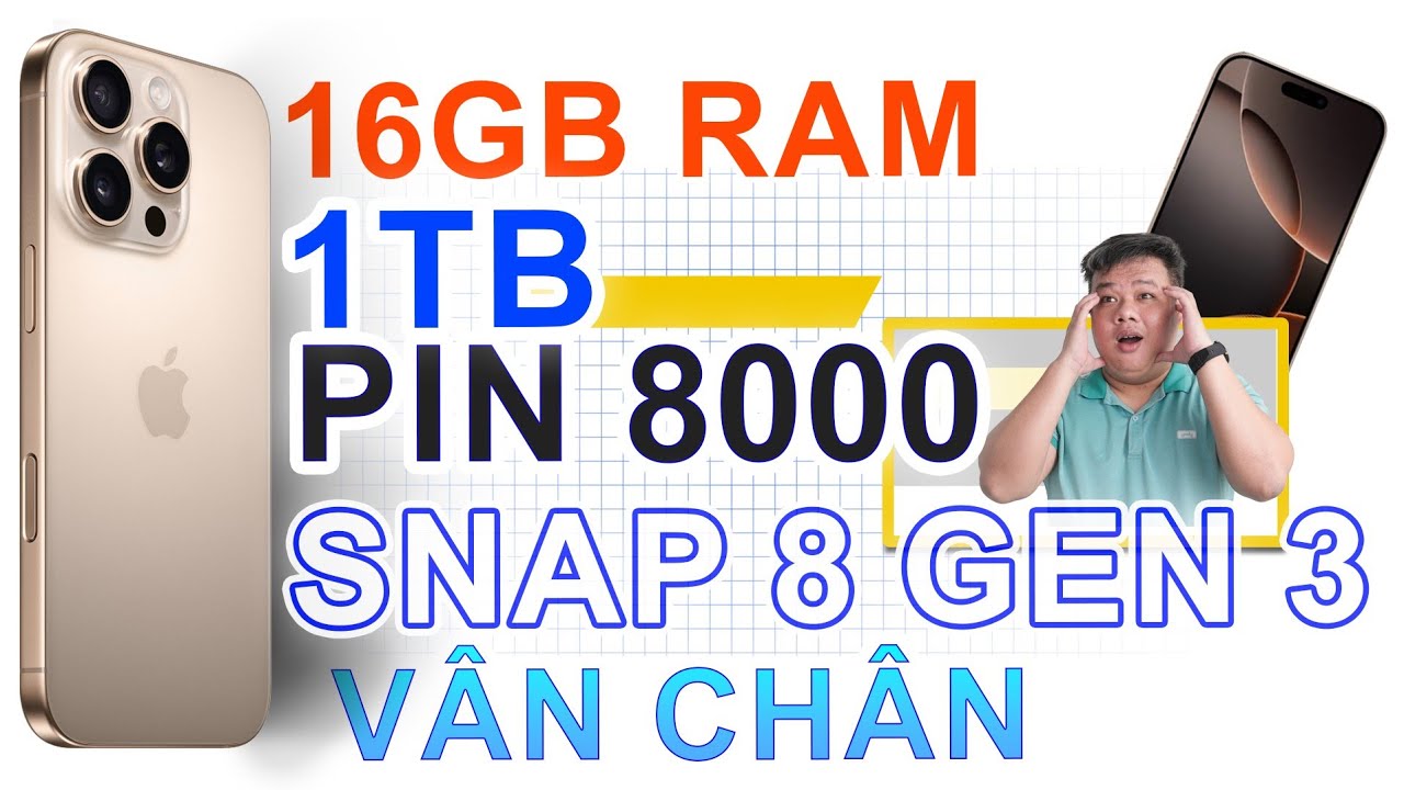 Mua thử iP16 Pro Max 1TB shopee giá 2 triệu: 16GB RAM, SNAP 8GEN3, PIN 8000, BẢO MẬT VŨ TRỤ...