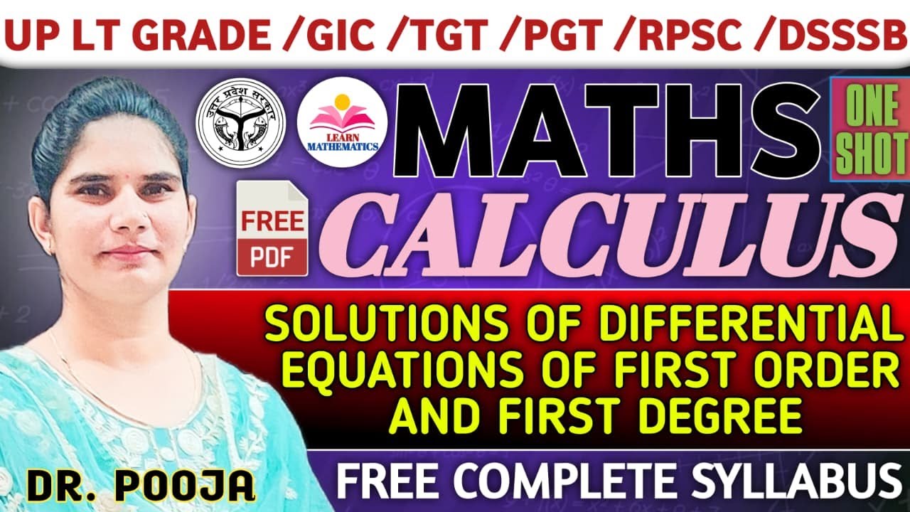 Solutions of Differential Equations of First Order and Degree | LT | GIC | TGT & PGT | EMRS | By ...