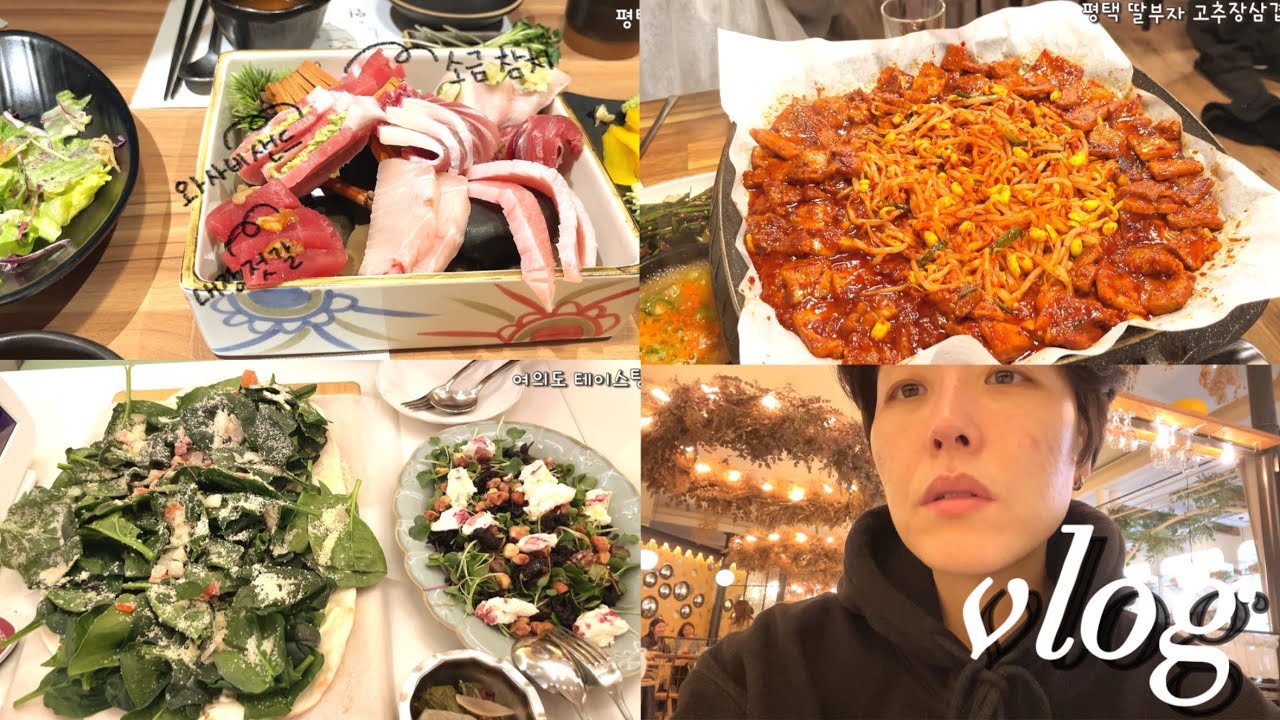 vlog 평택,서울 돌아다니면서 주구장창 먹으러다니기 |엄마랑 여의도 | IFC몰  | 참치맛집 |고추장삼겹살 |훠궈무한리필 |안성스타필드 |스탠리텀블러 |샤브샤브 |평택맛집