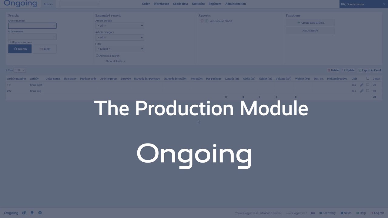 Production in Ongoing WMS