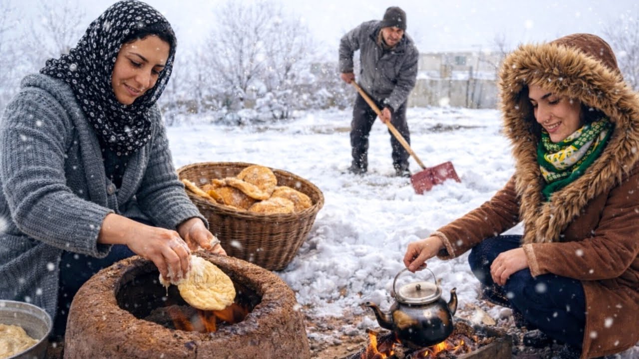 Surviving the winter on the mountainous slopes of Iran and baking traditional oven bread
