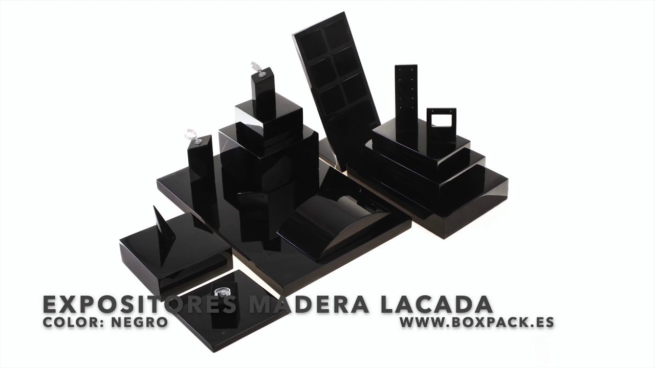 Serie Expositores Madera Lacada Negra. Joyería y bisutería