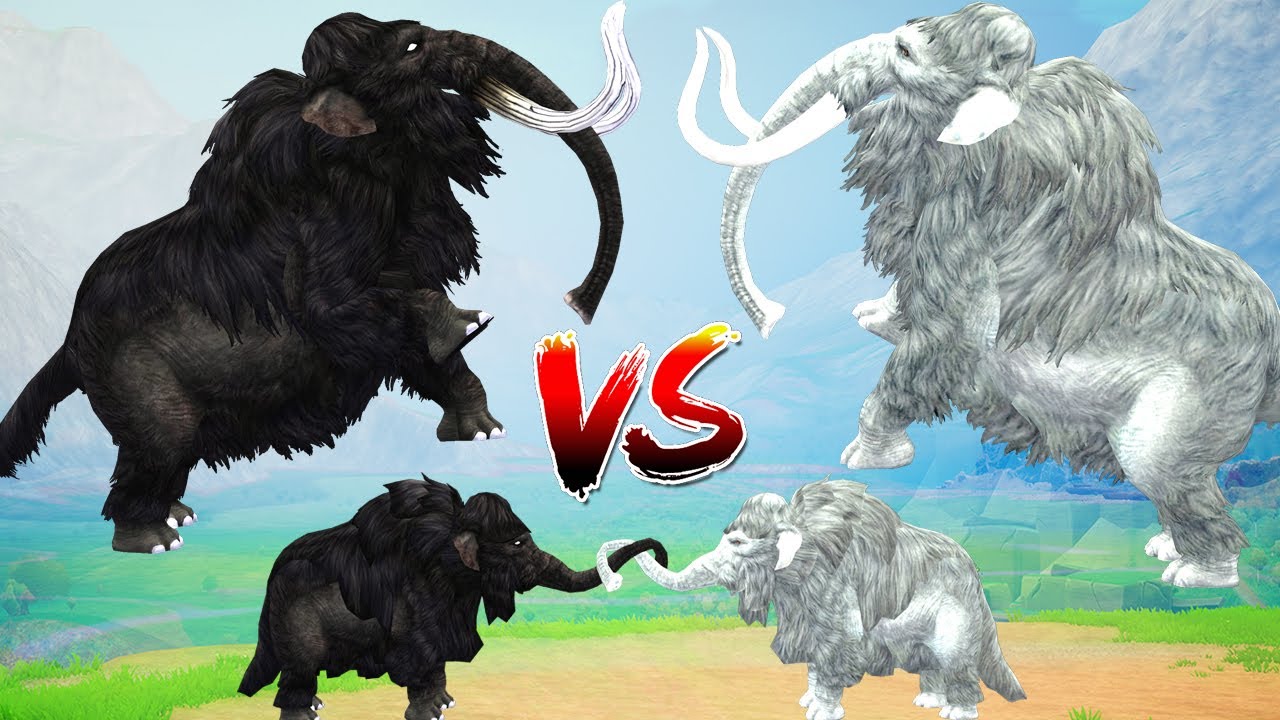 White Mammoth Vs Black Mammoth Fight on Snow Attack Baby Mammoth Save by Mammoth Elephant Epic Battl