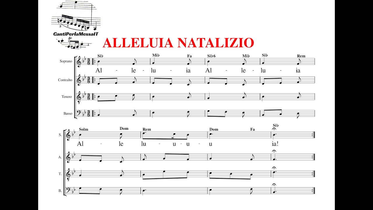 ALLELUIA NATALIZIO spartito satb accordi testo (choir cantiperlamessaIT)