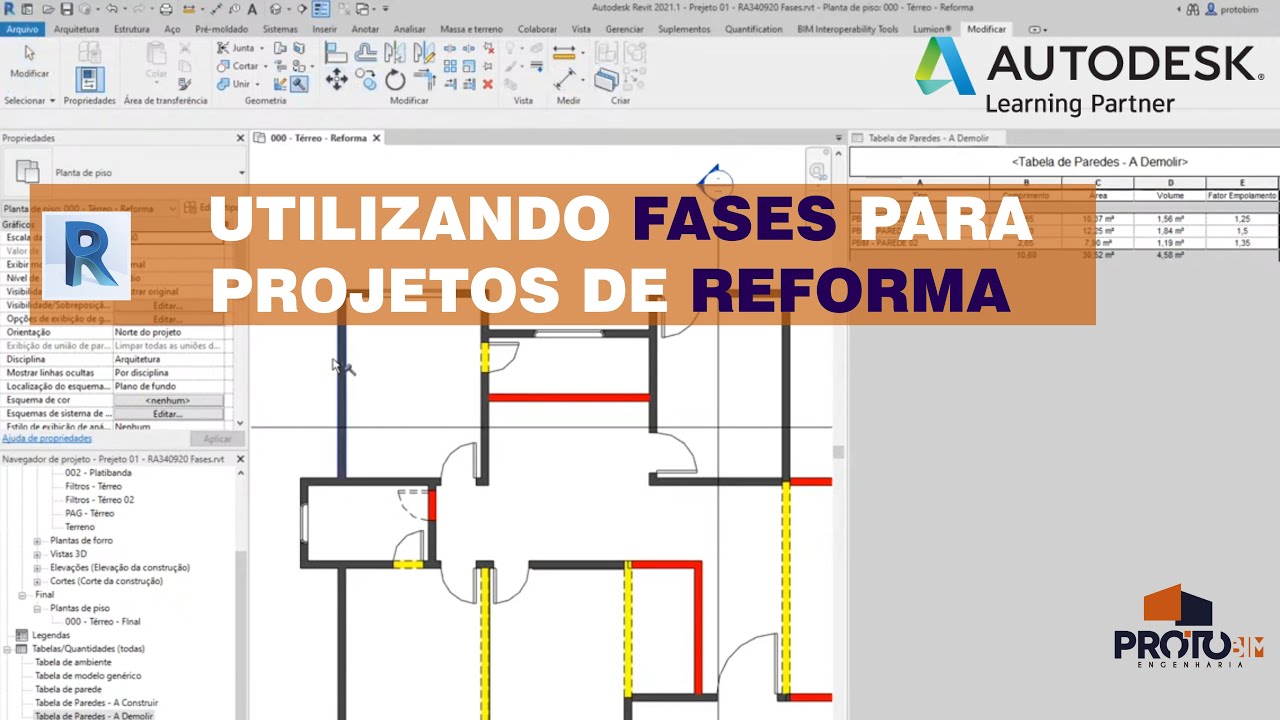 Utilizando fases para projetos de reforma no Revit 2021
