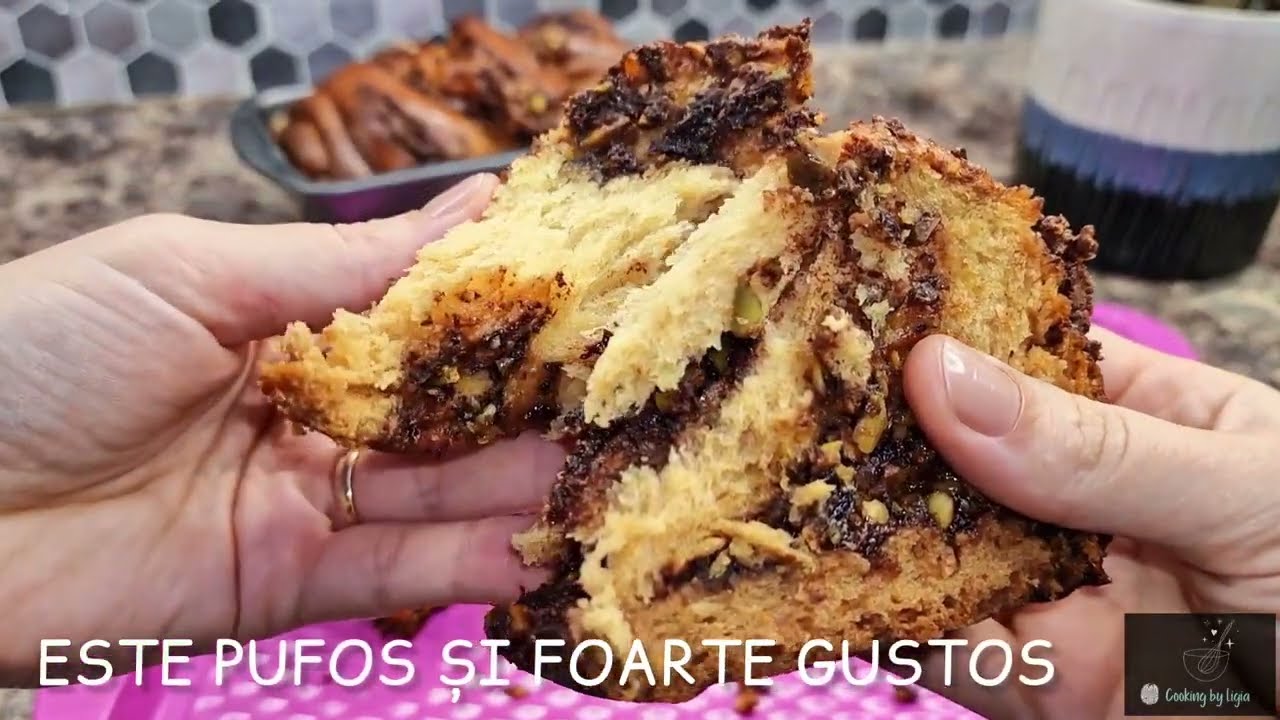 Cozonac Babka cu Nutella și Fistic - Pufos și gustos🥣 Cooking by Ligia
