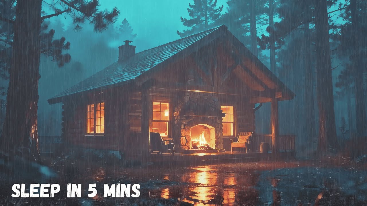 Rainy Night Sanctuary ⛈️ Intense Rain on Roof & Distant Thunder for Healing