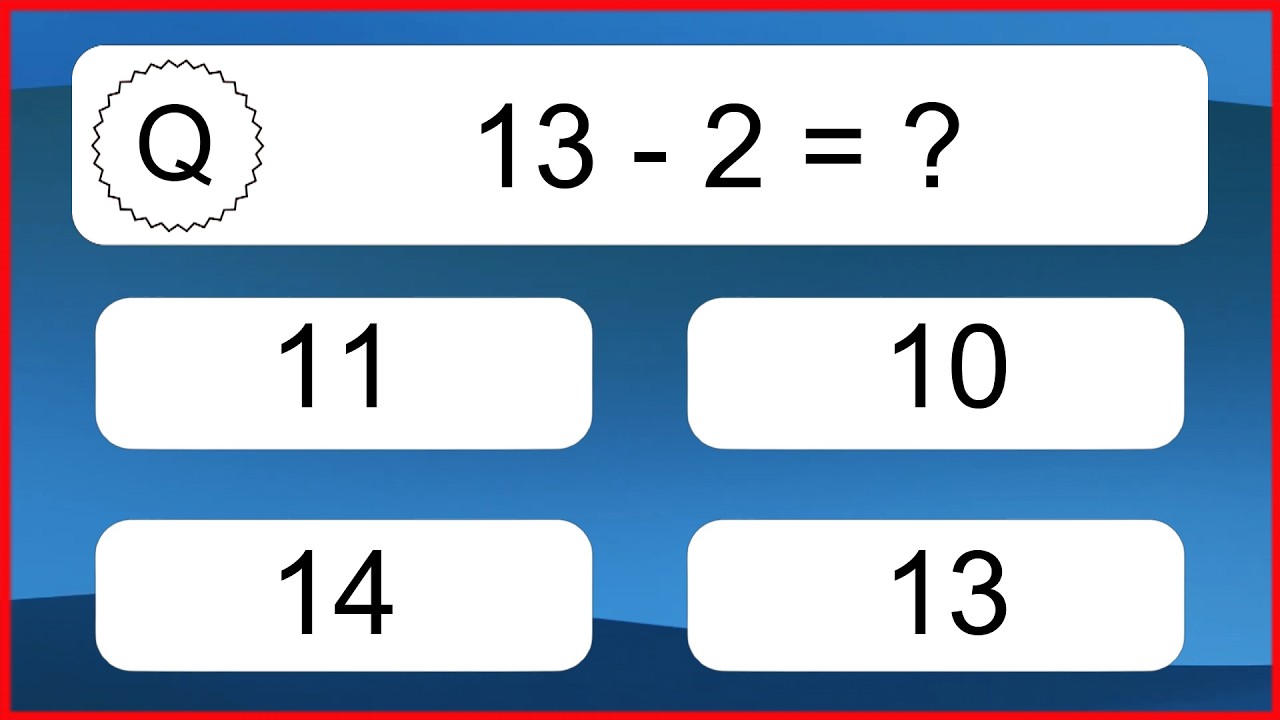 20 Subtraction Quiz Exercises for Kids: Numbers Up to 20