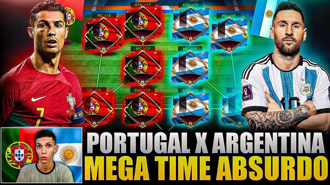 CR7 E MESSI🔥 MONTEI A SELEÇÃO DE PORTUGAL X ARGENTINA COM A ROLETA! DEU BOM?😱 FIFA MOBILE 23