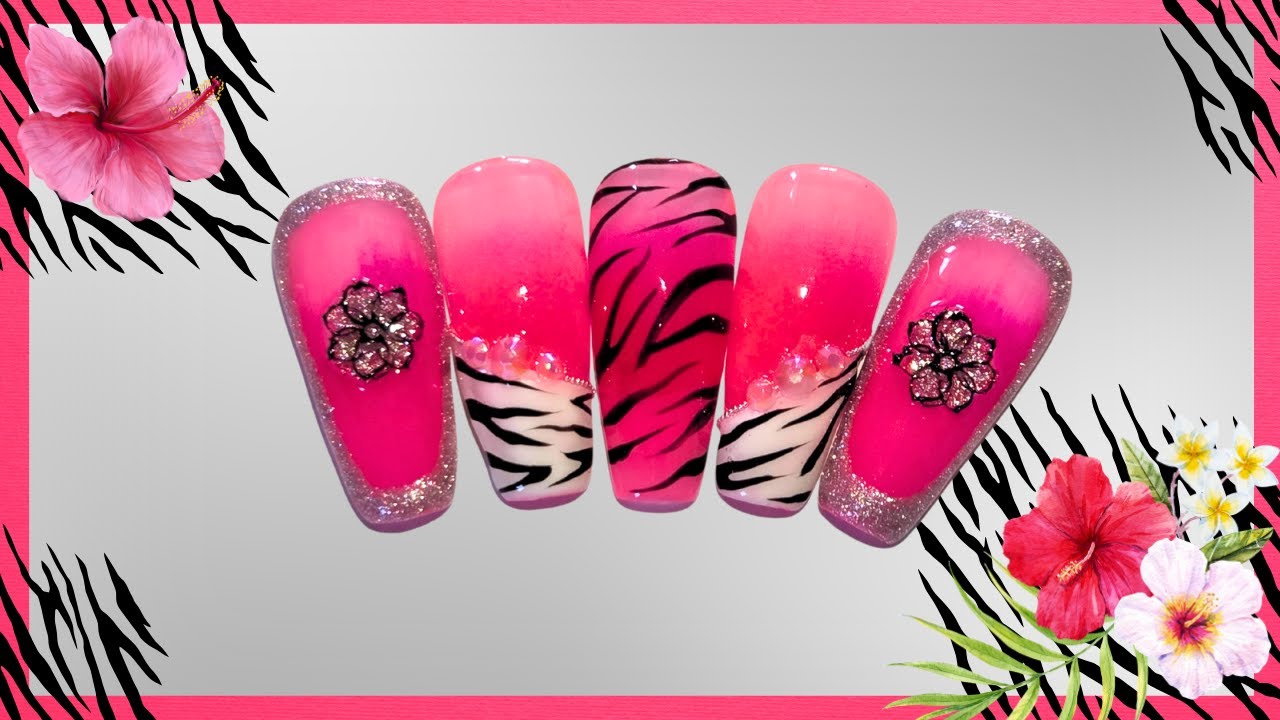 Hot Pink Zebra Nail Set! 🦓🌺