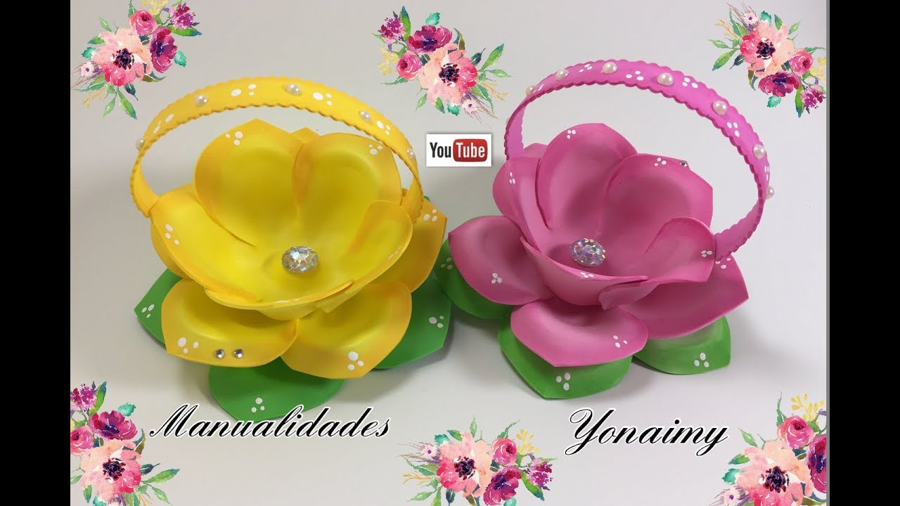 DULCEROS DE CANASTITA   EN FORMA DE ROSA  HECHA CON  FOAMY O GOMA EVA