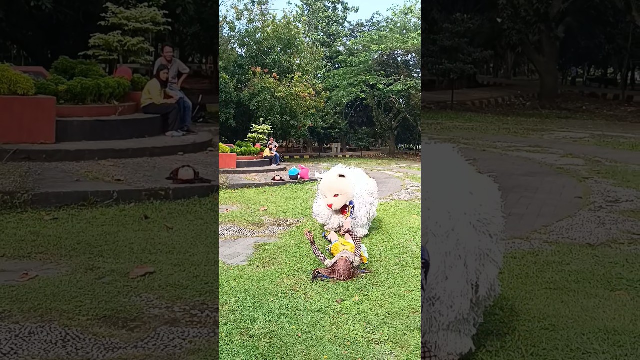 kedok cantik mini dikejar can macanan sampe digigit