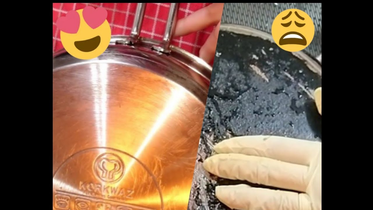 الطاسة الاستنانلس المحروقة رجعت جديدة 😍 The burnt pan became as new