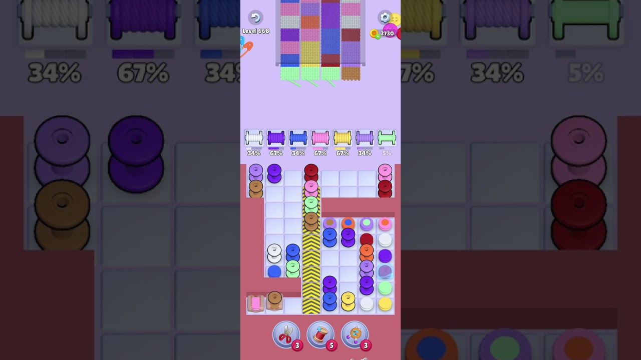 Knit Out Level 668 Solution #knitoutpuzzlegame #knitout #knitoutlevel #knitoutgame #level668