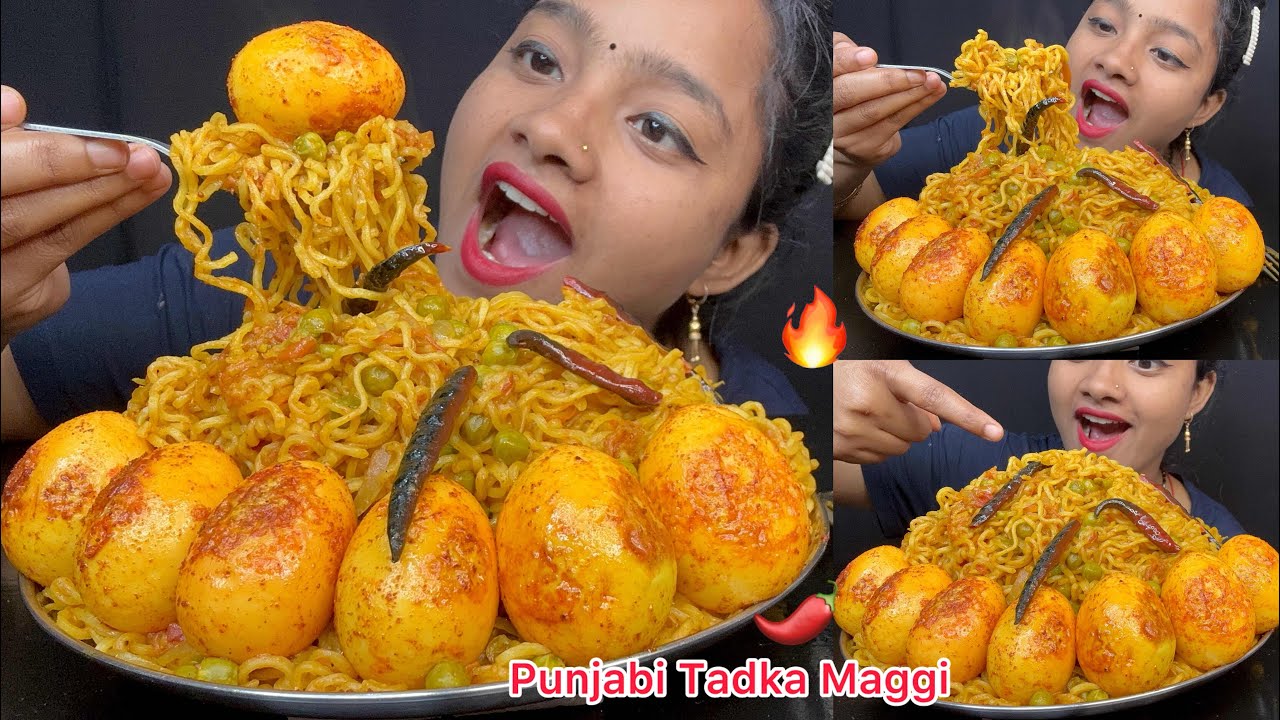 Panjabi Tadka Maggi 🥵 Eating Videos 🌶️ Big Bites 🔥