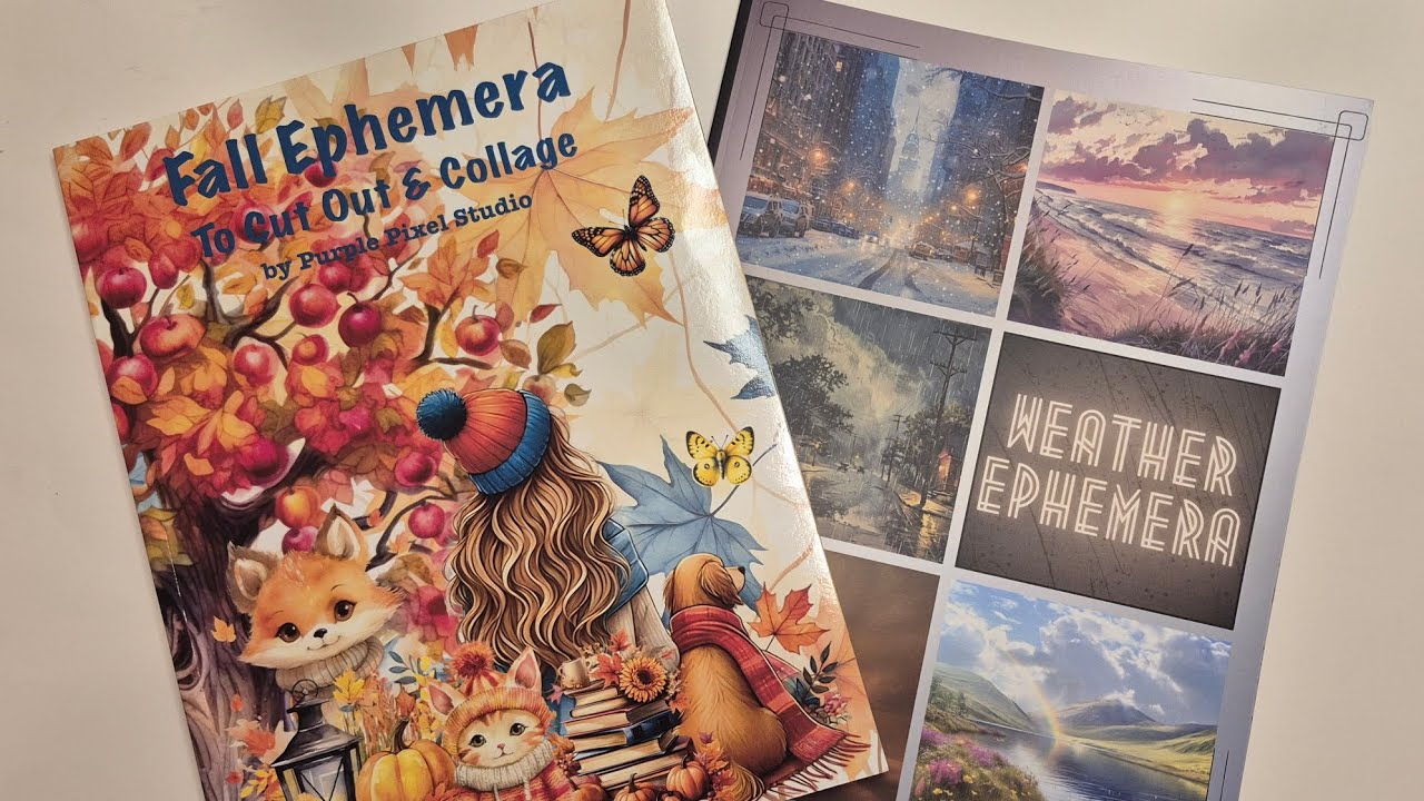 Collage Book Flip-throughs of Fall & Weather Ephemera for Journaling, Scrapbooking & Cardmaking