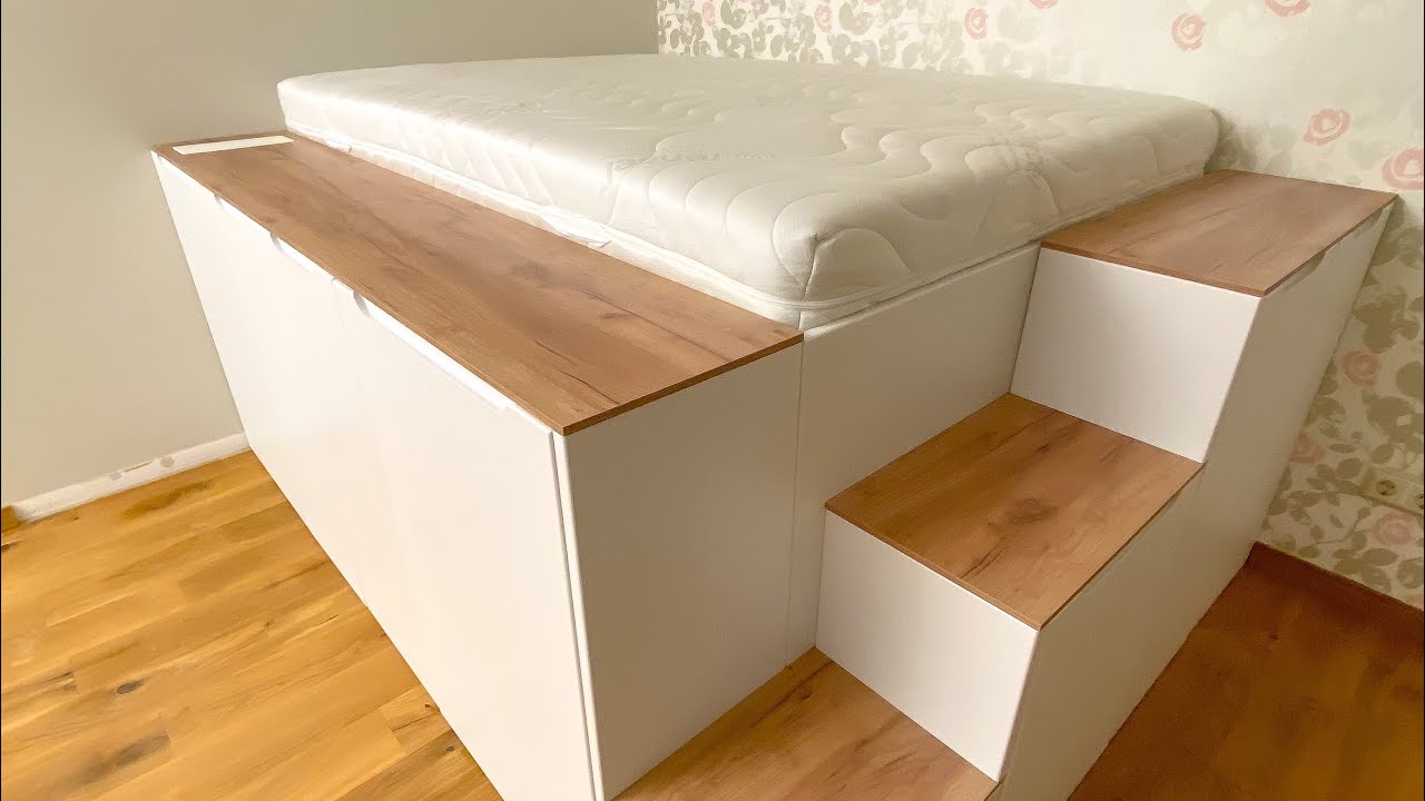 KEIN Ikea- Hoch BETT aus Küchenmöbeln. Schritt für Schritt gezeigt | POLMÖBEL Möbel Idee